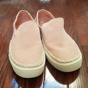 TOMS pink suede and woven slip on shoe